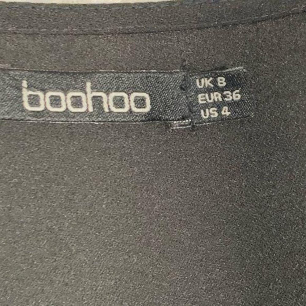 BOOHOO Floral Embroidered Long Sleeve Romper Black Size 4 - Picture 5 of 6